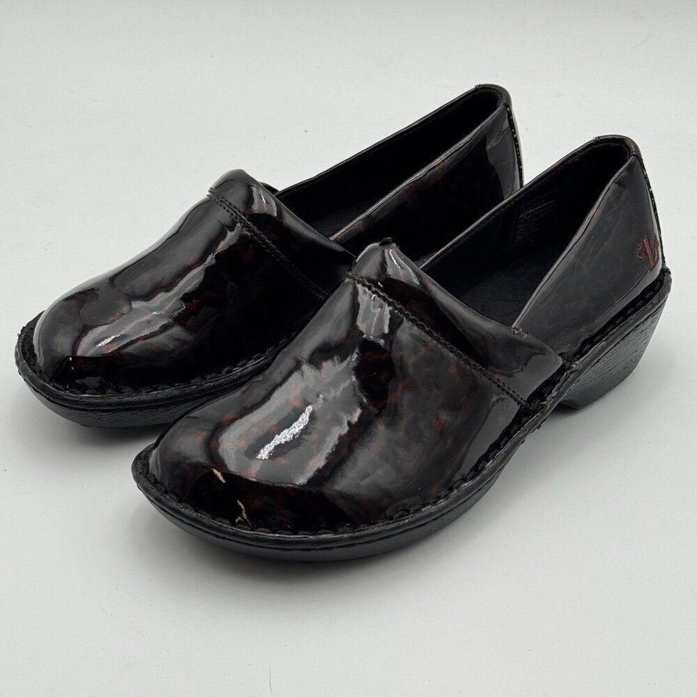 Lila Spa Comfort Glossy Tortoise Loafers Womens 6 Chunky Slip On Work Shoe Y2K